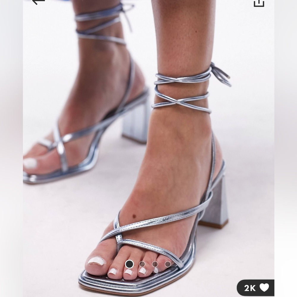 Topshop silver/blue heels, size 6.5.